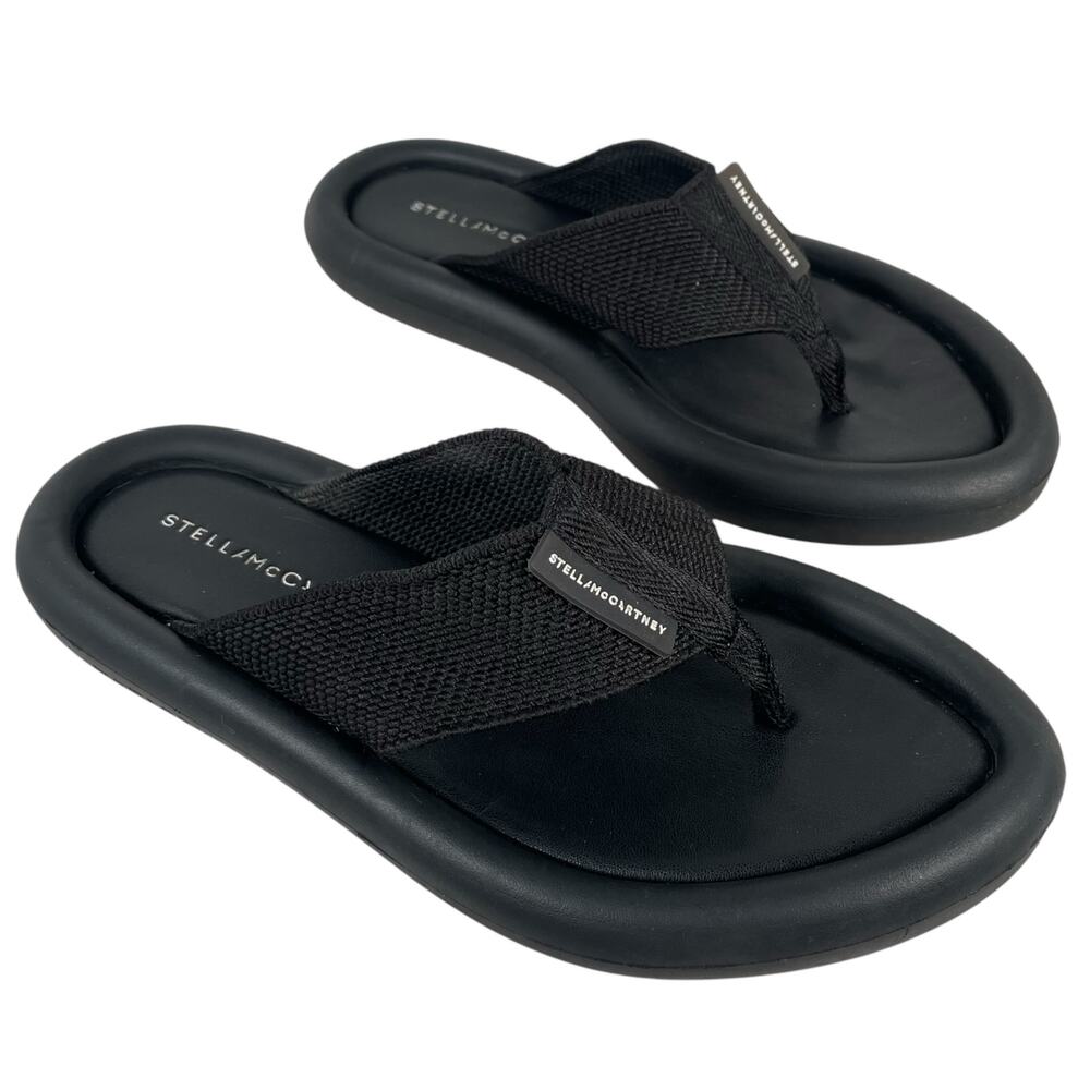 Stella McCartney size 38/ 8 US Air Slide Thong Flip Flop Black Sandals